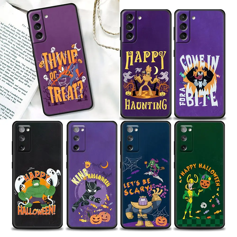

Marvel Halloween Avengers Comic Phone Case For Samsung Galaxy S22 S21 S20 Fe 5G S7 S8 S9 S10E Plus Ultra Soft Cover Fundas Coqeu