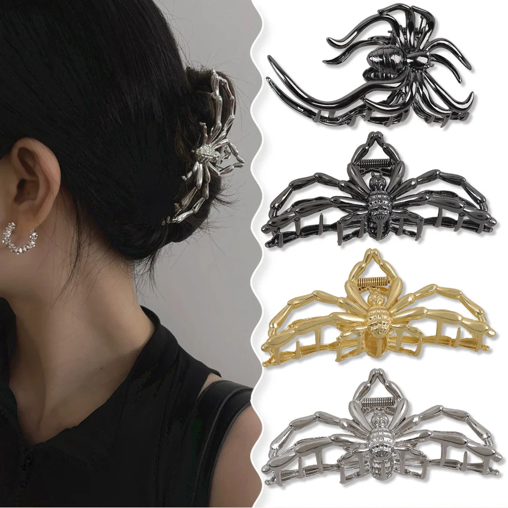 

Metal Spider Hair Claw For Women Y2k Punk Grab Clip Gothic Headwear Irregular Alloy Ponytail Hairpin Halloween Hair Accessories