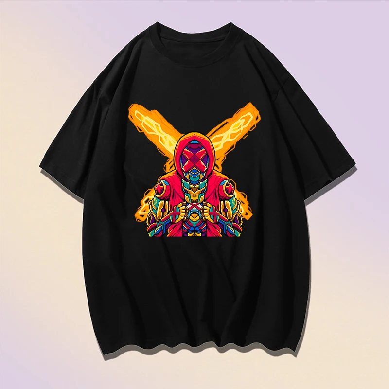 

Футболка с принтом в стиле робота по мотивам игры, модные топы с круглым вырезом и короткими рукавами, футболки с принтом киборга, Повседнев...