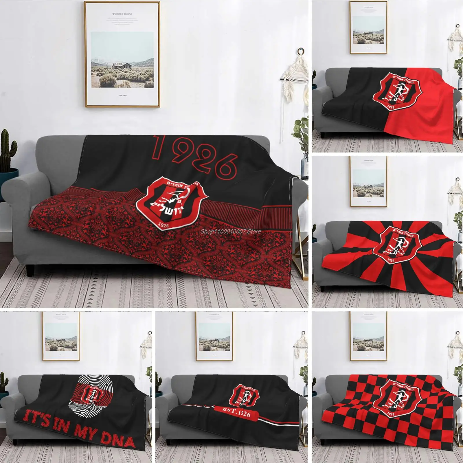 

Israel Hapoel Jerusalem Fc Fleece Blanket Ultra Soft Flannel Blanket Digital Printed All Season Premium Fluffy Microfiber Fleece