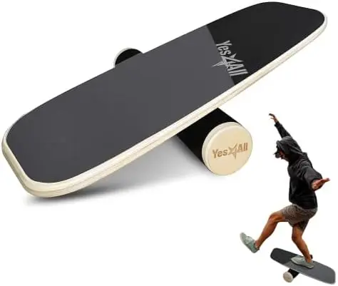 

Surf Balance Board Trainer with Adjustable Stoppers - 3 Different Distance Options for Improve Balance, Build Strength & Sur