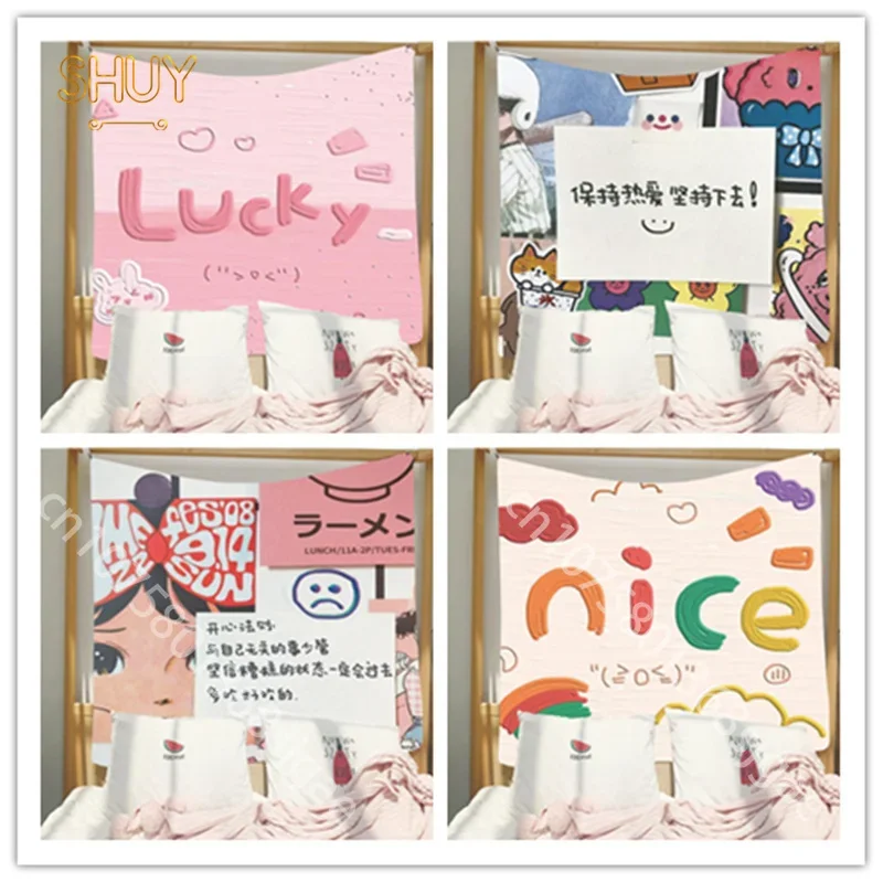 

Lucky Letter Printing Tapestry Network Red Live Broadcast Background Cloth Cartoon Poster Home Living Room Decorative Tapestries
