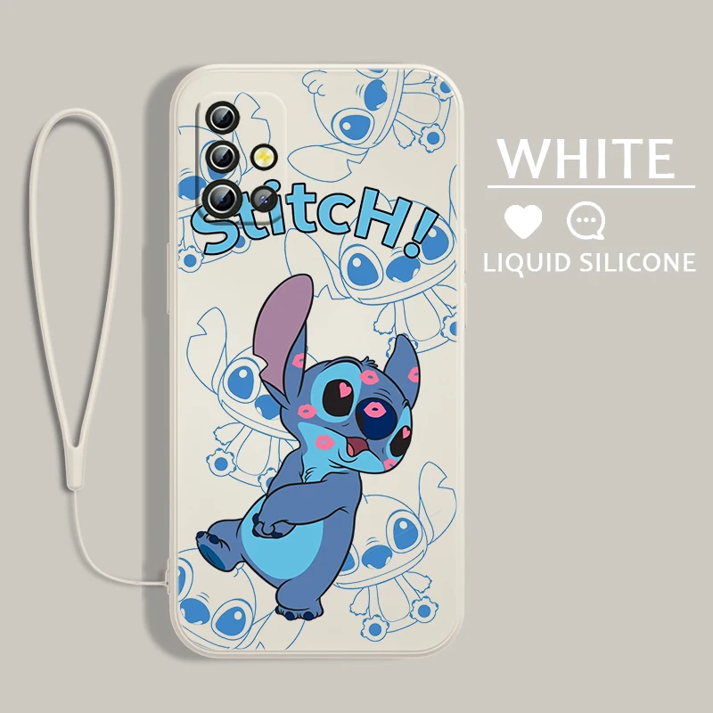 

Cute Disney Stitch Phone Case For Samsung A54 A34 A04 A14 A13 A12 A31 A91 A81 A71 A51 A11 Core Lite Liquid Rope Cover