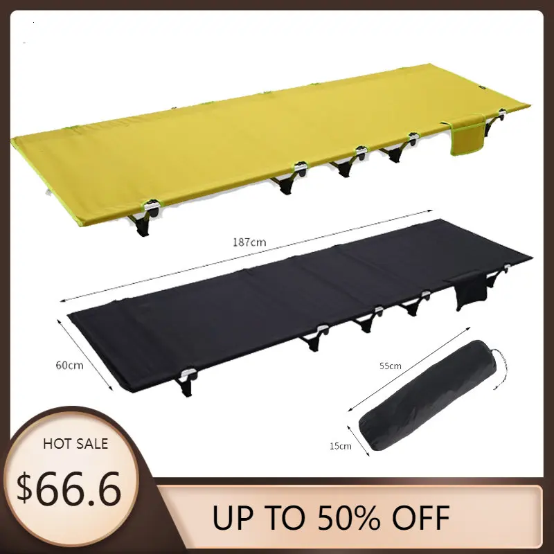 Outdoor Folding Bed Ultralight Camping Cot Travel Camp Bed Sleeping Pad Mat Cot Mattress Cover for Hiking Fishing Picnic
