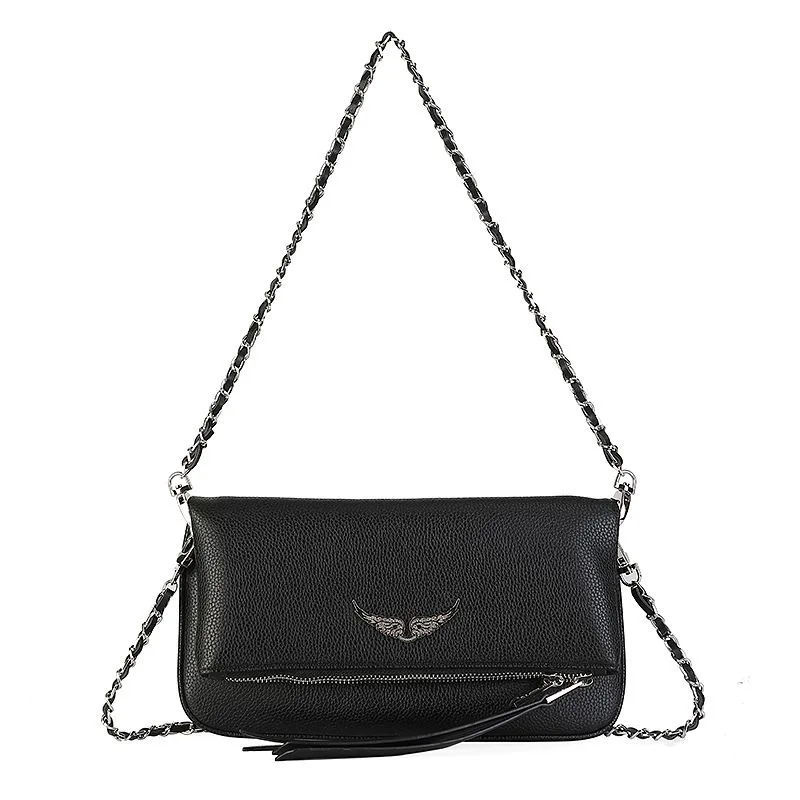 

2023 ZADIGS Shoulder Bags For Women Crossbody Bag Designer Wing Decoration 2 Chains Straps Flap Zipper V-voltaire
