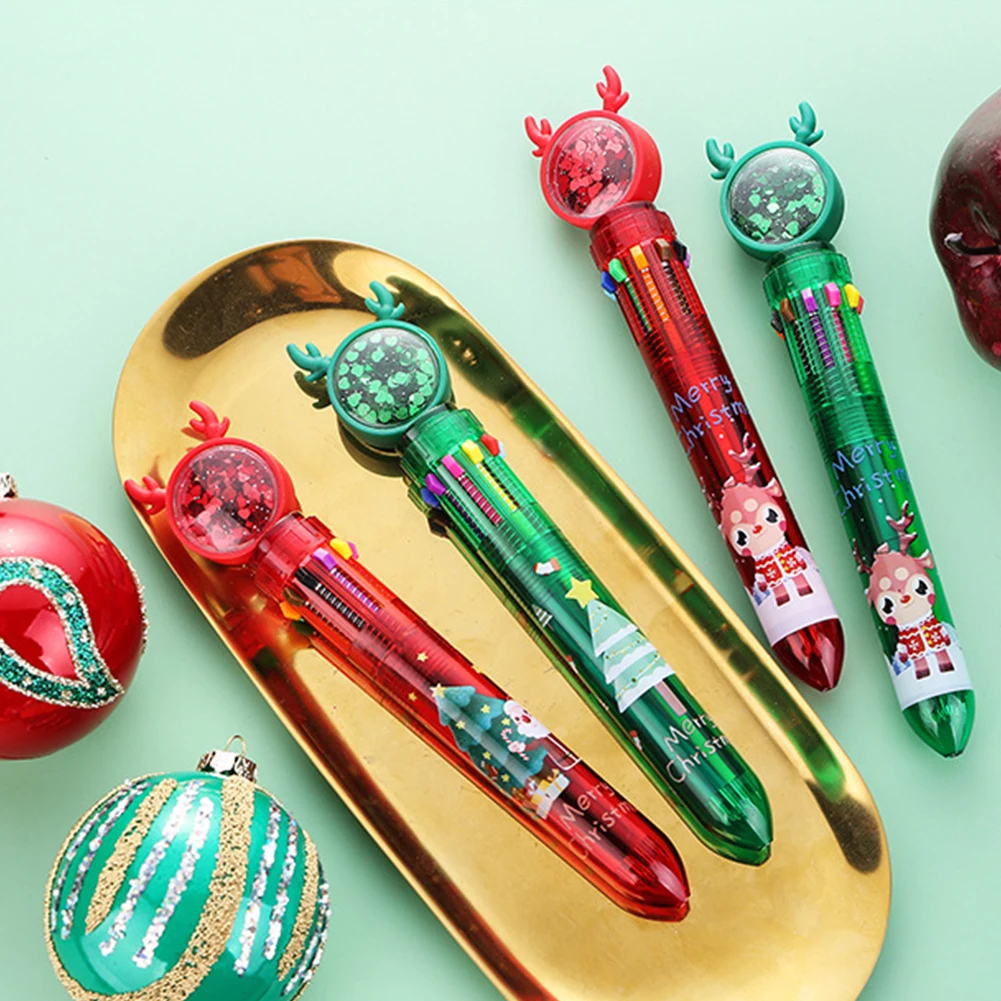 Мультяшная шариковая ручка 10 в 1 разноцветные ручки с блестящим декором для