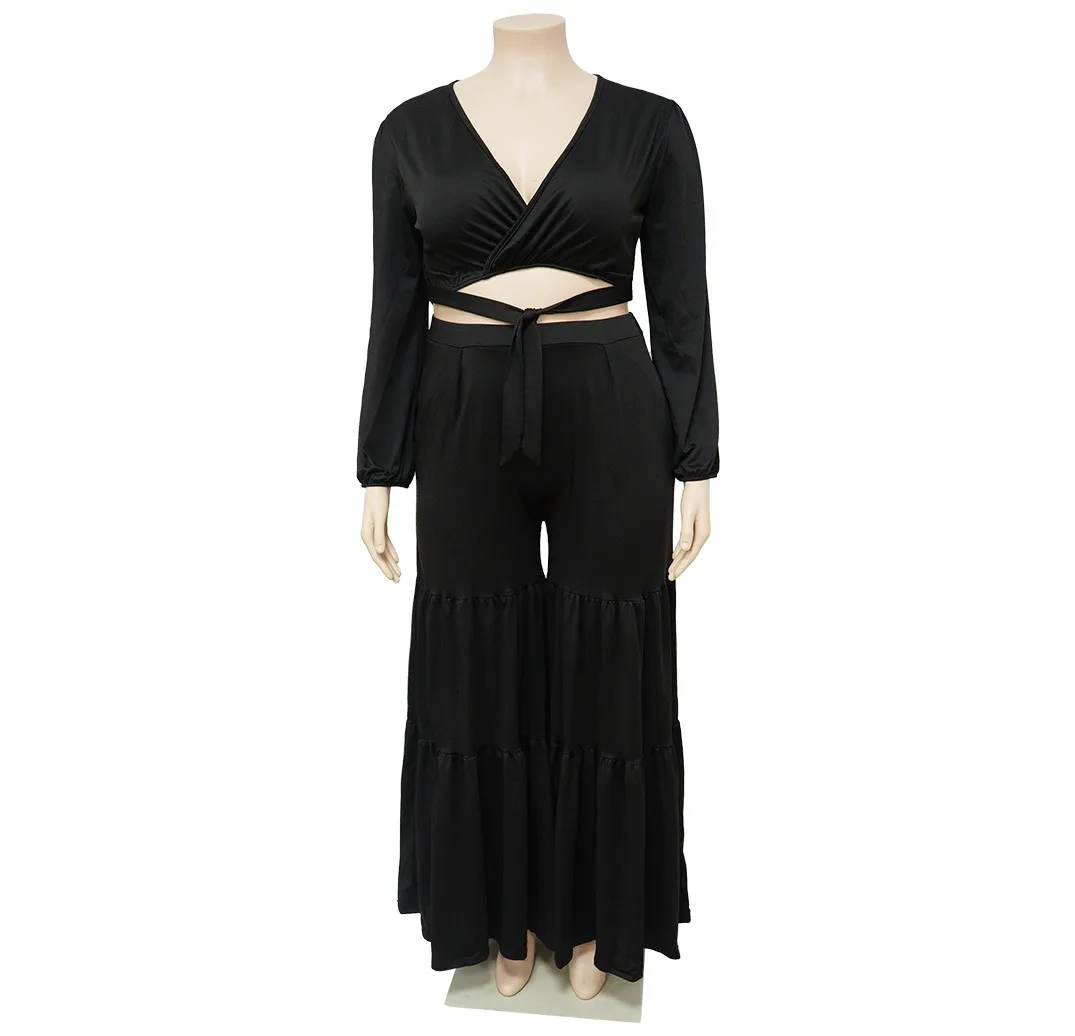 L-4XL Большие размеры Комплекты из двух предметов для женщин 2024 Топ с длинным