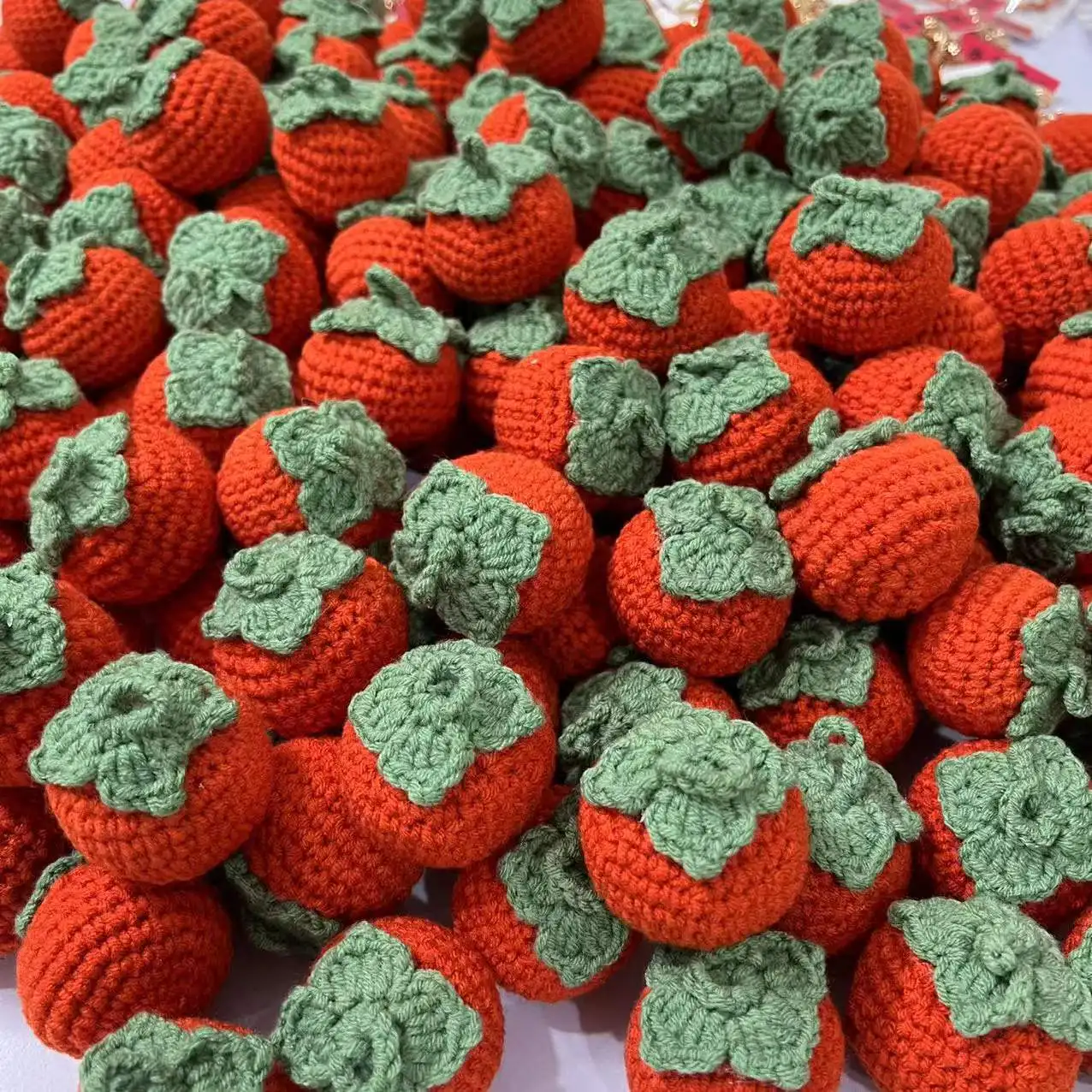 

Fashion Pendant Woolen Persimmon Peanut Apple Strawberry Orange Woolen Hook Knitted Keychain Accessories DIY Pendant Wholesale