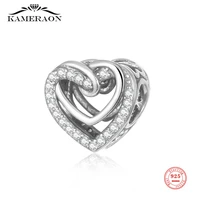 new 925 sterling silver heart shaped family lovers aaa zircon charm beads fit original bracelet diy jewelry for women valentine