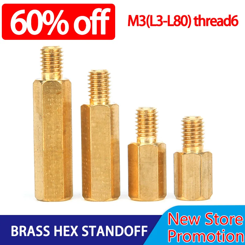 

M3 Hex Stud Hexagon Threaded Pillar PCB Column Brass Male Female Standoffs Board Rack Motherboard Spacer Bolt Screws 10-100pcs