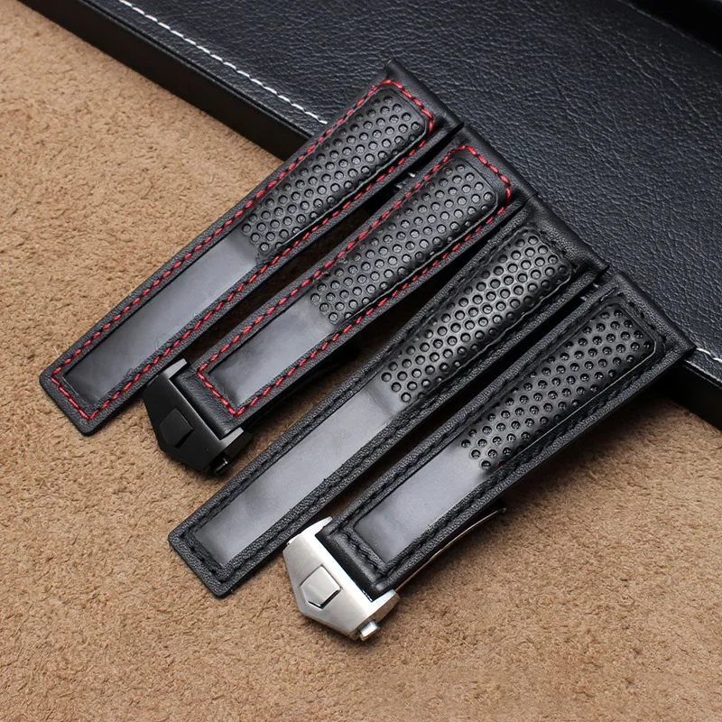 

Replace 22MM Watch Accessories Strap FOR TAG Heuer Wrist Band Genuine Leather Waterproof Watch Bracelet Wristwatch Belt 22mm