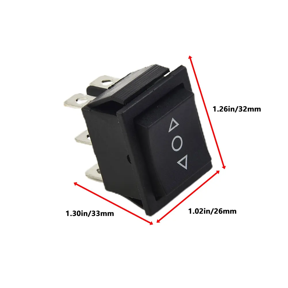 

Black Rocker Switch Plastic+Metal Replacement 1.26x1.02x1.30inches 6 Pins AC 250V Car Electrical Equipment Portable