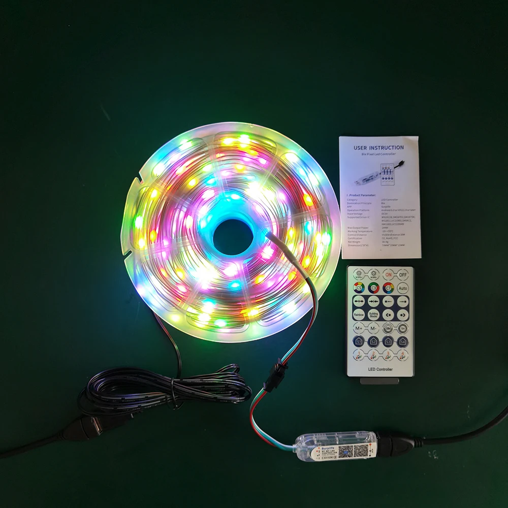 Гирлянда WS2812B WS2811 50 м 500 светодиодов яркая Рождественская гирлянда Dreamcolor USB Bluetooth