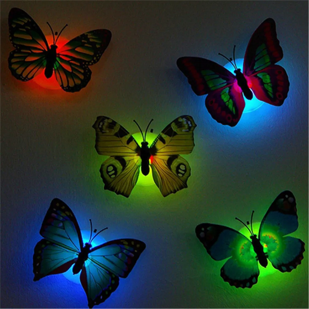 

5pcs Butterfly Self-adhesive LED Wall Lamp Creative Home Room Decoration Night Light Indoor Atmosphere Lighting Random Color