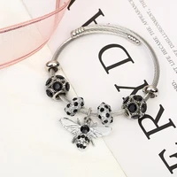 luxury fashion adjustable bee sparkling diamond ball bracelet