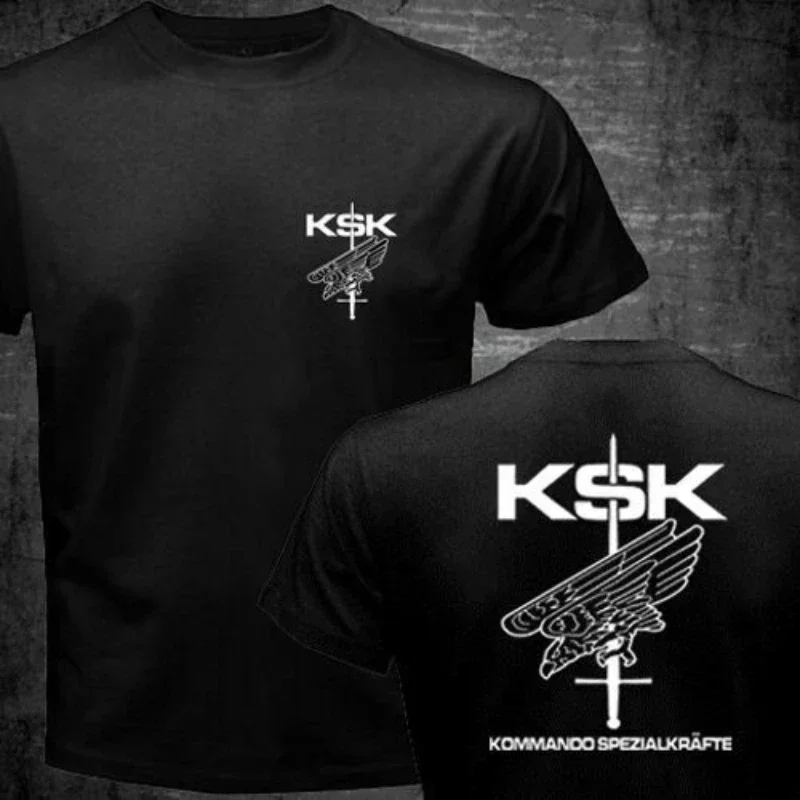 Футболка с гербом KSK командная футболка немецкого спецназа 100% хлопок круглым