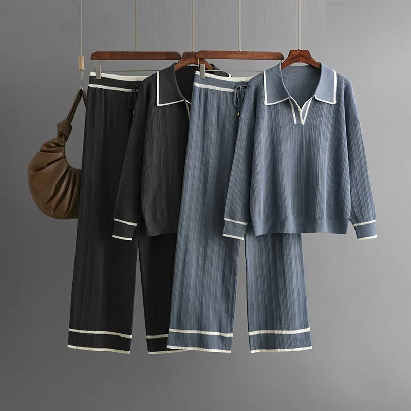 Костюм спортивный женский трикотажный из Свитера и прямых брюк