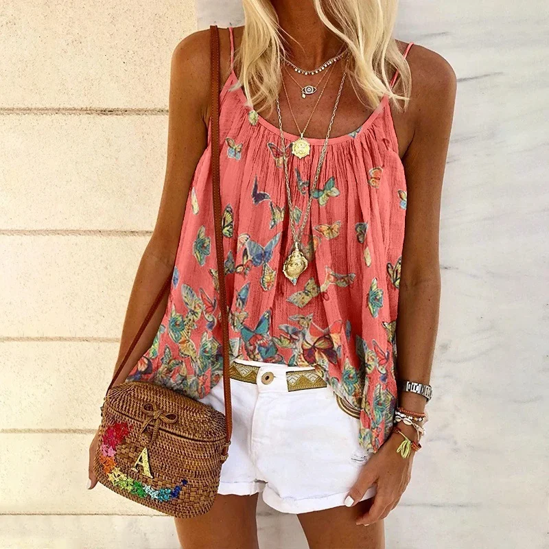 

Women's Camisole Butterfly Sleeveless Casual Daily V-Neck T-shirt Vest