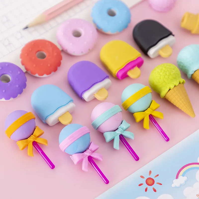 Dessert Lollipop Eraser Set Student Creative Stationery Rubber Wholesale