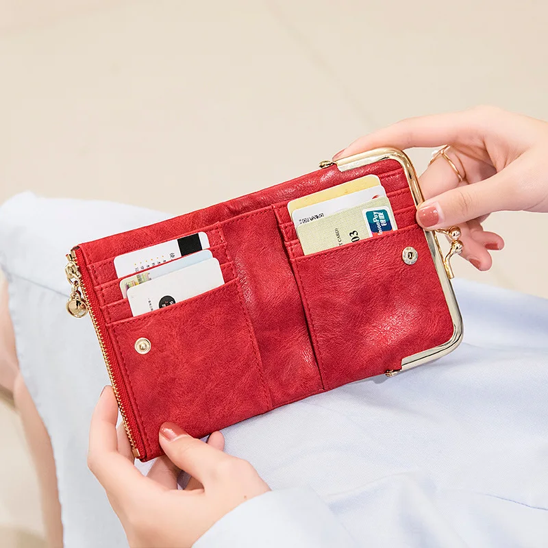 

2022 Fashion Clip Designer Women's Wallet Card Holder Zipper Coin Pocket Female Small Wallets Pu Leather Short Ladies Purse