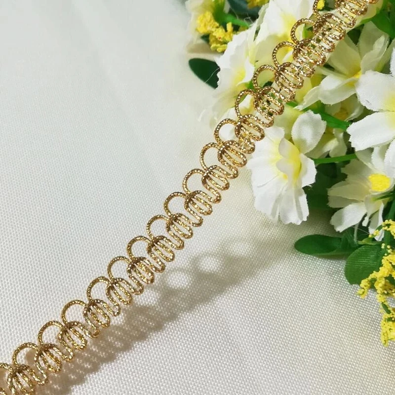 

1M High Quality Gold Lace Fabric Width 1.2cm Guipure Laces Applique Lace Ribbon Trim For Sewing Trimmings Clothing dentelle RT16