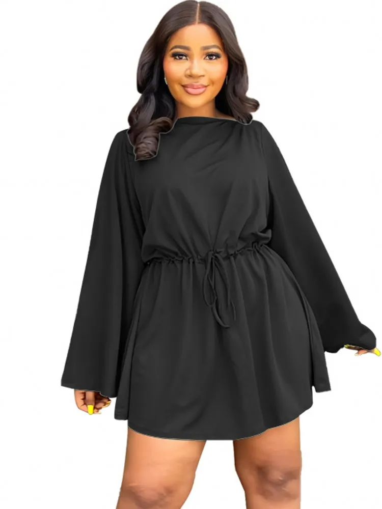 

Платье женское ТРАПЕЦИЕВИДНОЕ с высокой талией, Элегантный Повседневный Сарафан с расклешенными рукавами, модная уличная одежда в африканском стиле, весна-лето