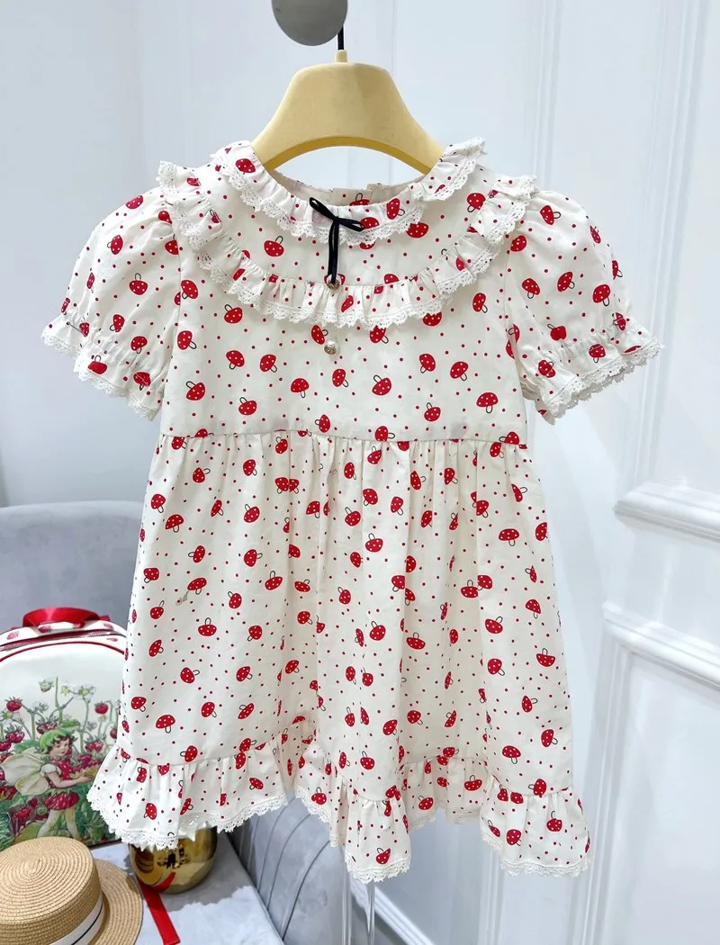 

Летняя детская одежда, платье для маленьких девочек, хлопковое милое платье принцессы с принтом маленьких грибов