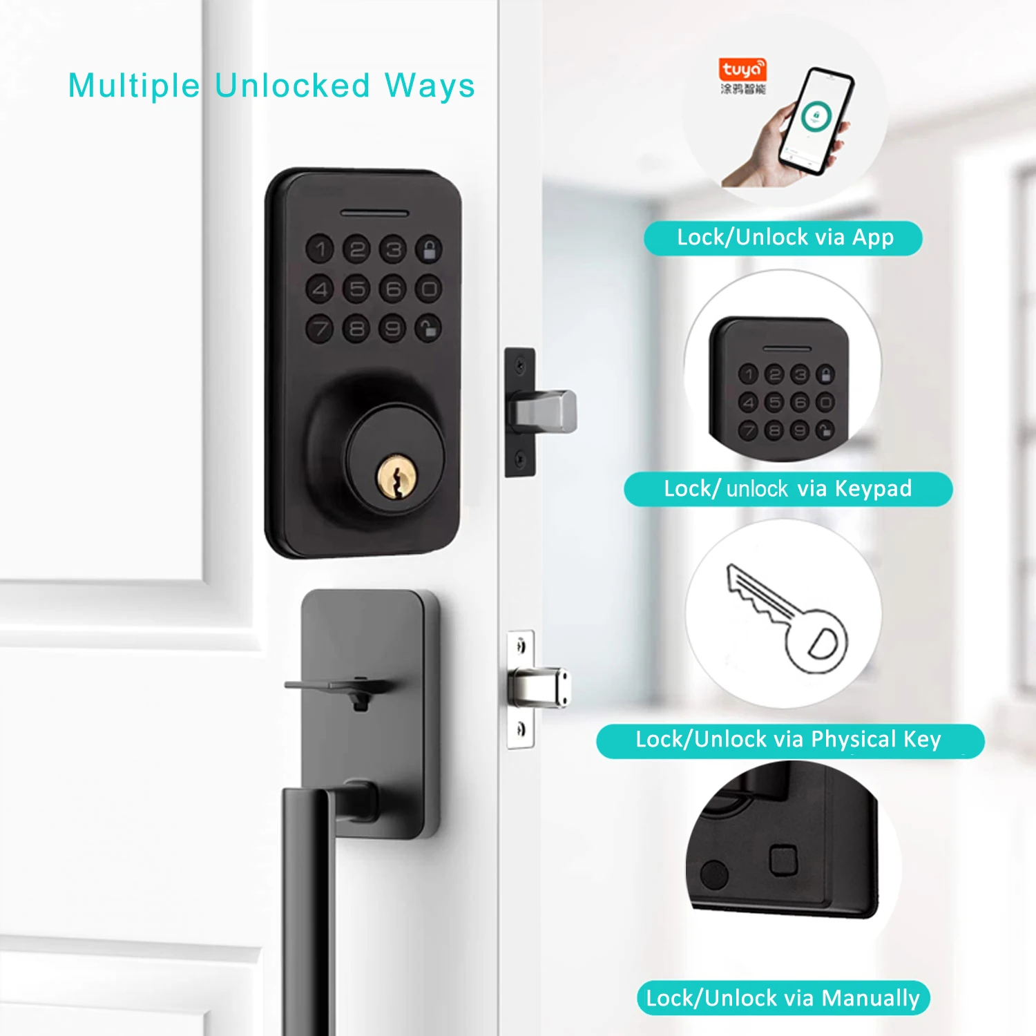 

WAFU Smart Door Lock Password Key Tuya APP Remote Unlock Bluetooth Connection for Homes Apartments Electronic Door Lock