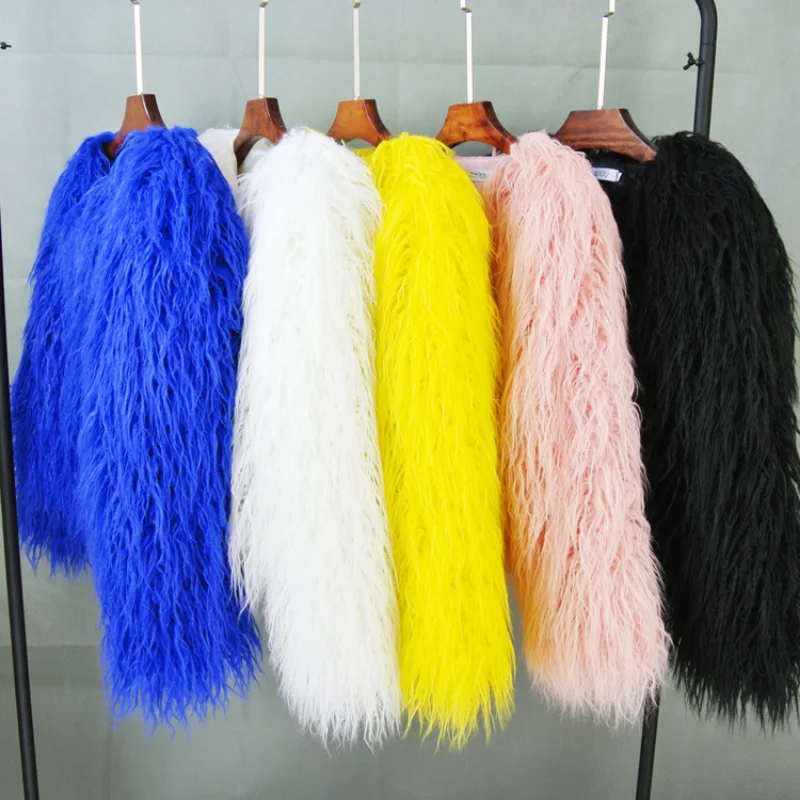 Ueteey Colorful Warm Faux Women Fur Coat Loose Black White Pink Plush Coat Female Jacket Fur Autumn Winter Shaggy Outerwear