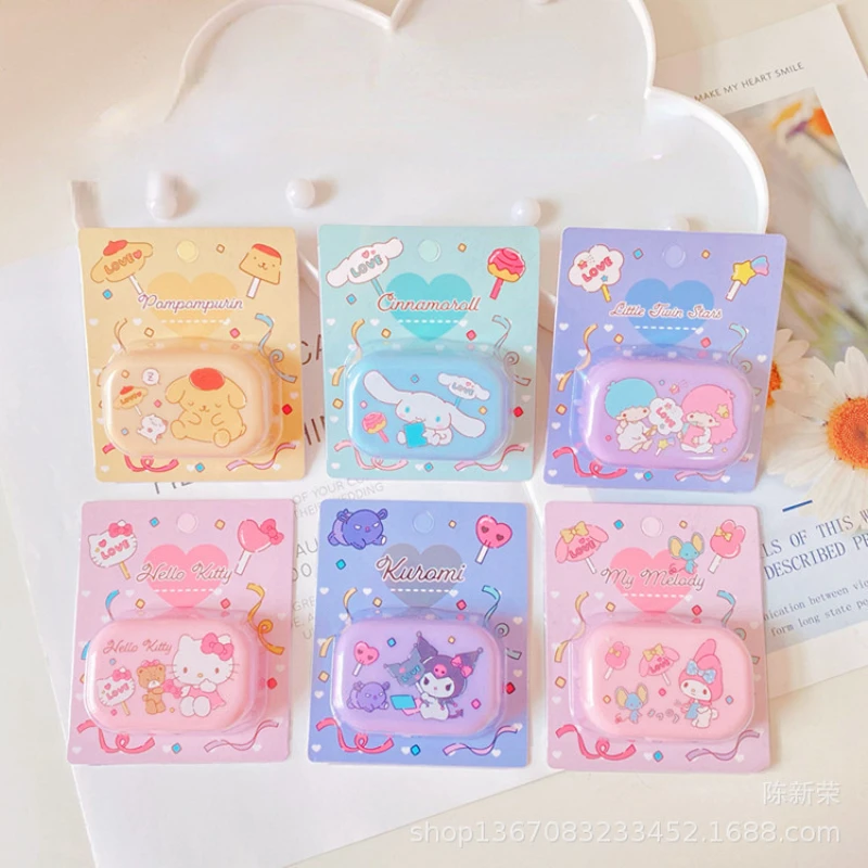 

Чехол для контактных линз Sanrio Hello Kitty Kuromi My Melody Cinnamoroll, милый мультяшный портативный мини-чехол для ухода за линзами, двойные коробки