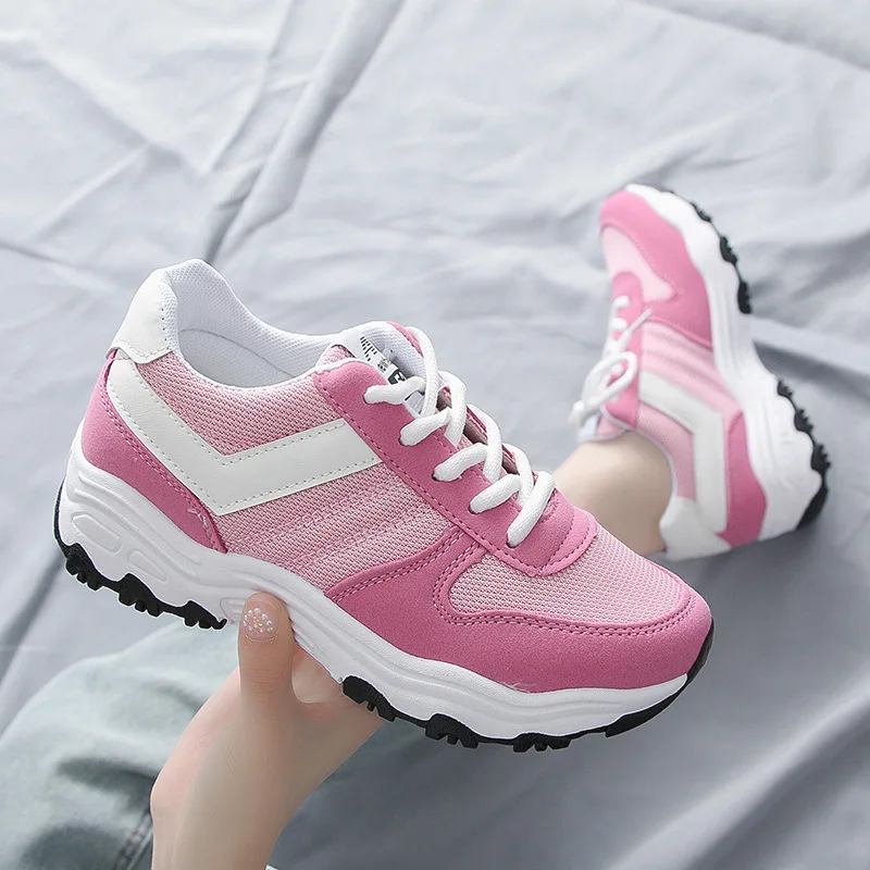 

New Fashion Thick Platform Shoes Women Sneakers Mixed Colors Lace-Up Comfortable Women Casual Shoes Woman Designer Shoes
