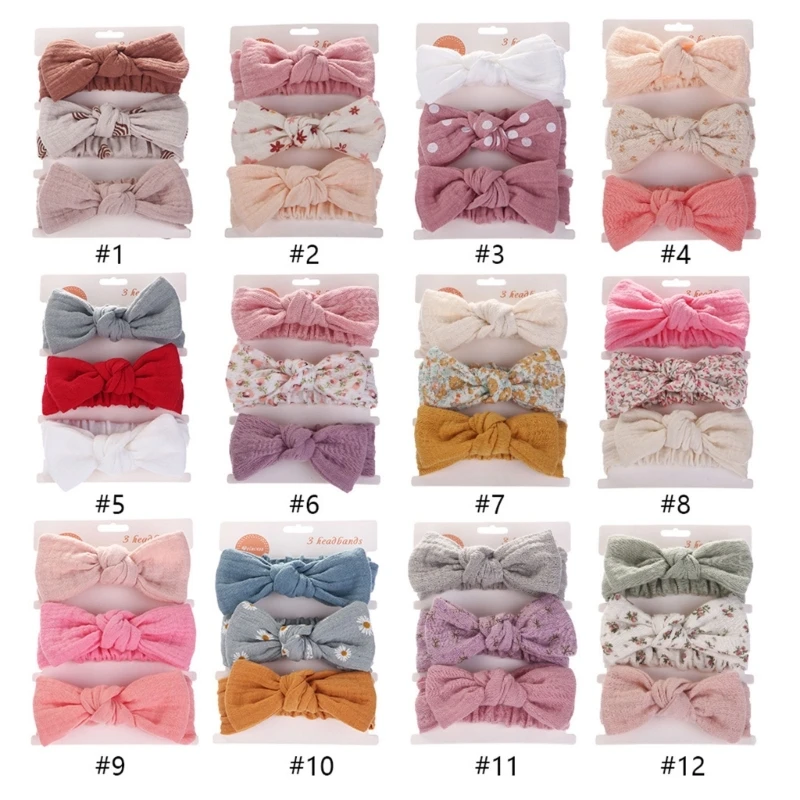 

3pcs Cute Fashion Baby Girls Bowknot Headband Elastic Bows Hair Band Photo Props 69HE