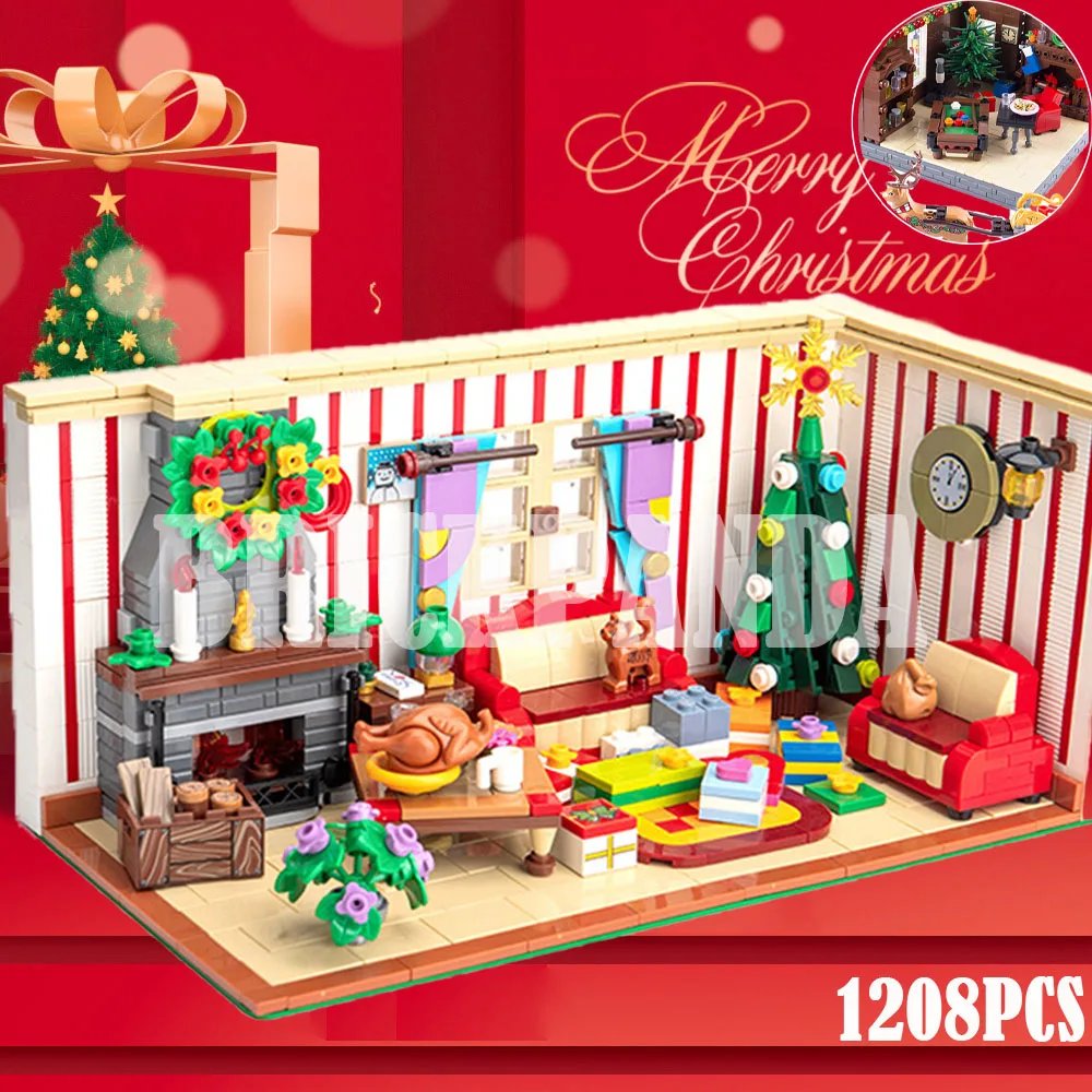 

City Merry Christmas House Model Building Block Street View Santa-Granny Figures Tree Deer DIY Brick Friends Toys Children Gifts