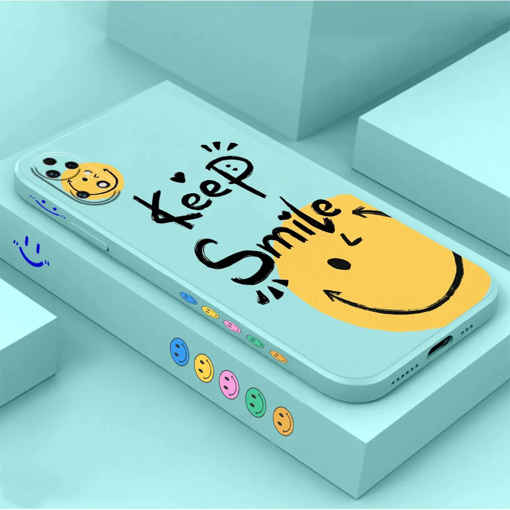Smile Face Phone Case For Huawei P60 P50 P40 P30 P20 Mate 50 40 30 20 20X 10 Colour Liquid Silicone Cover Funda Cqoue Shell Capa