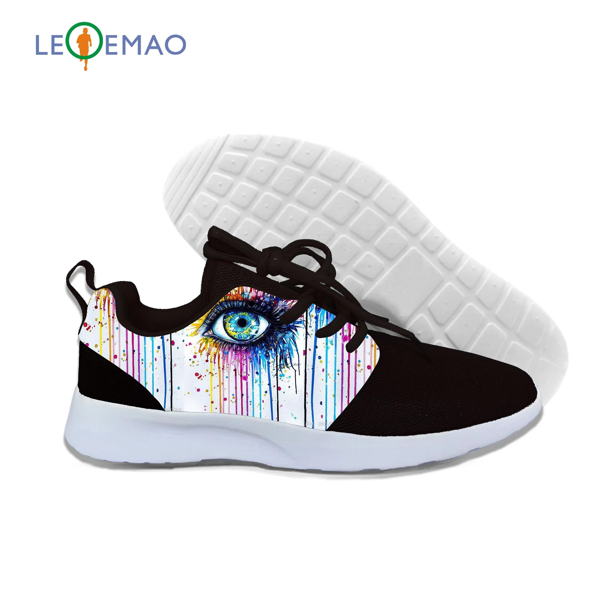 

Summer/Women's Casual 3D Printing Color Oil Painting Blue Eye Funny Canvas Shoes Black Light Weight Outdoor Walking Sneakers Men