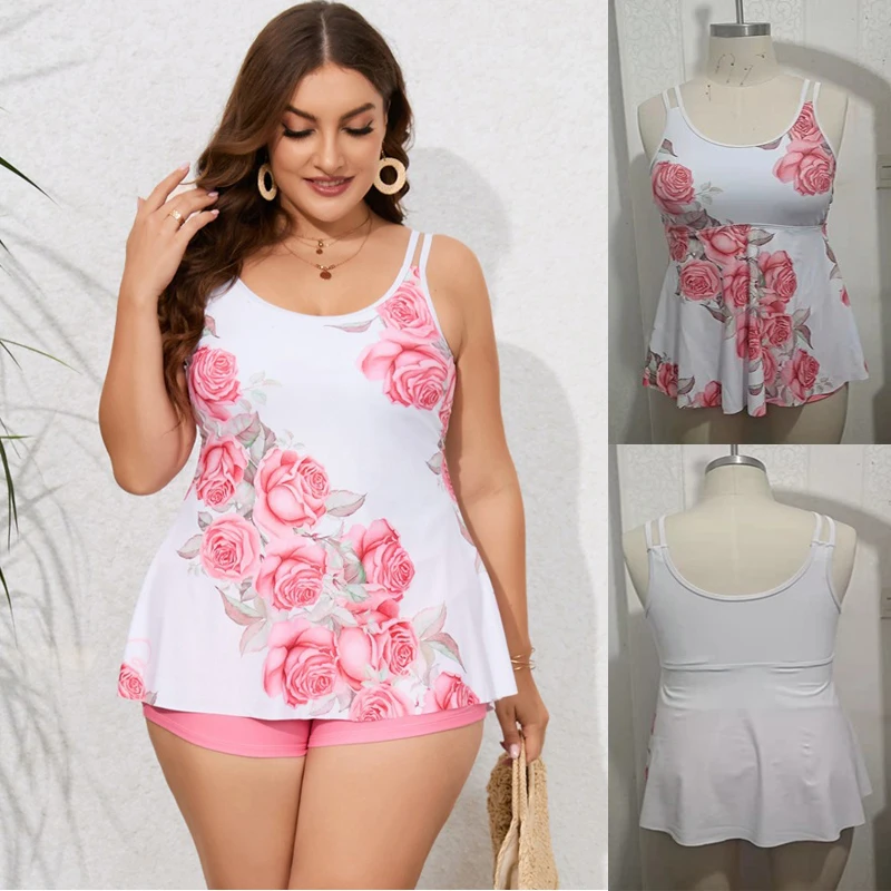 

2023 New Plus Size 8XL 10XL Two Piece Swimsuit Women Tankini Push Up Swimwear Female Printed Bathing Suit Mayo Beach Wear Swimmi