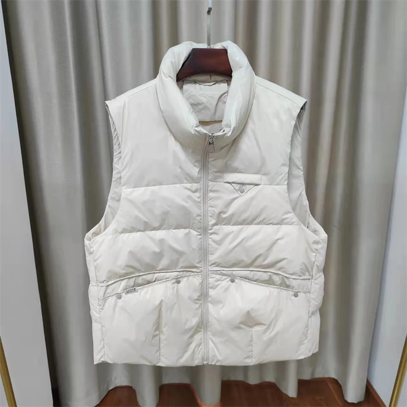New down vest women's short stand collar rivet casual wear white duck down vest fashion waistcoat