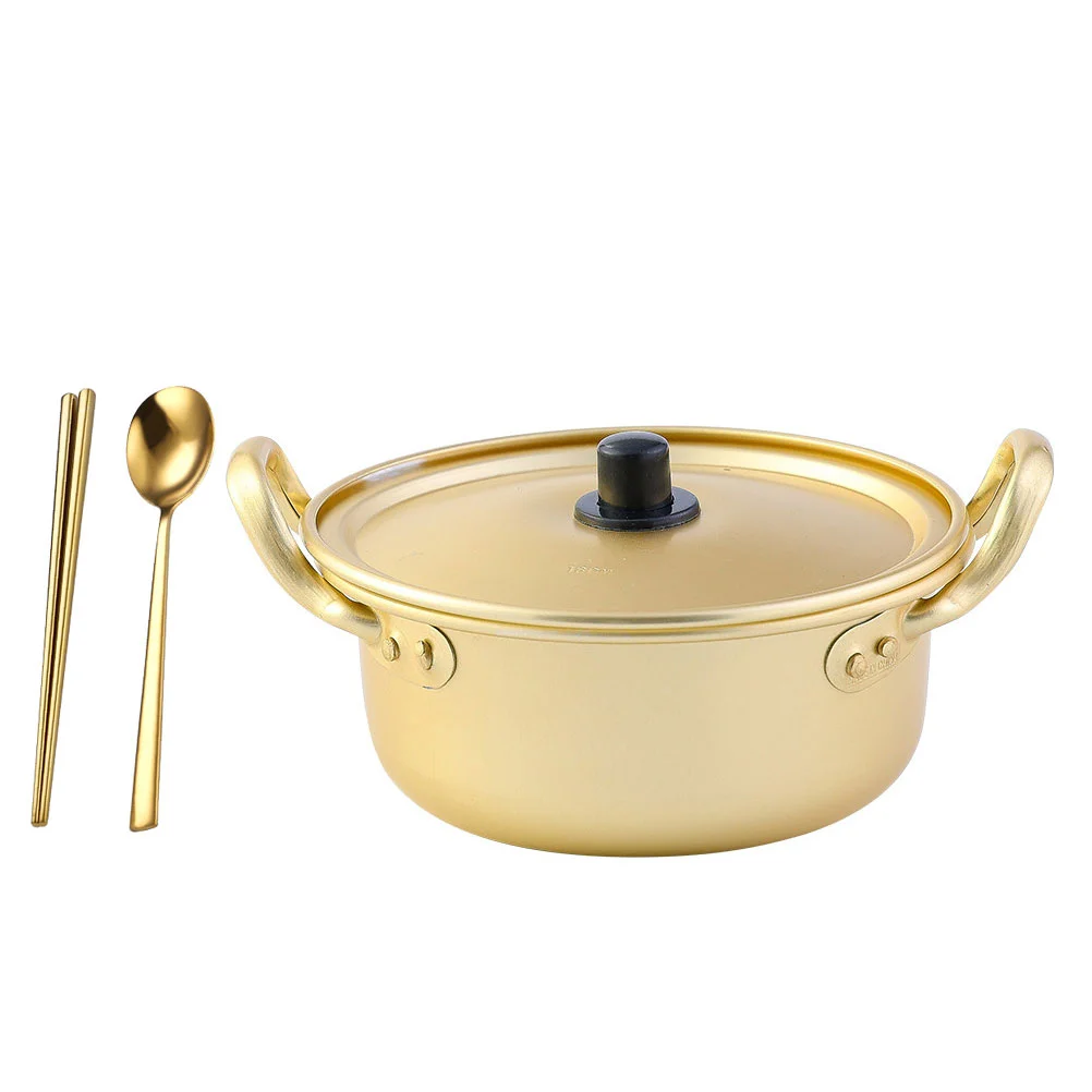 

Korean Ramen Pot Ramen Cooker Aluminum Korean Pot Ramyun Pot With Lid Spoon and Chopsticks Cookware for Cooking Soup Pasta Stew