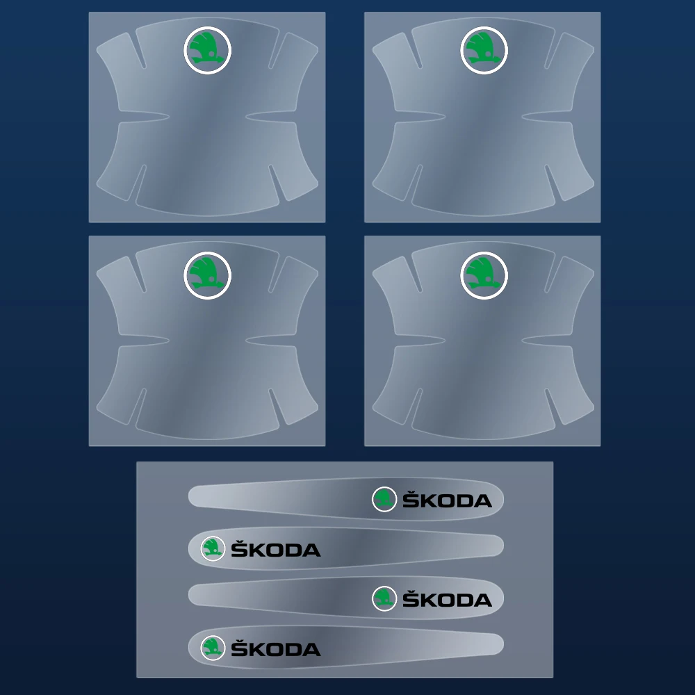 Наклейка на дверную ручку прозрачная для Skoda Octavia Fabia Rapid Yeti Superb A5 A7 VRS VII