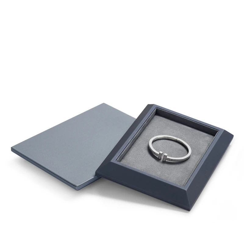 Oirlv Grey PU Leather Jewelry Display Trays with Microfiber Jewelry Counter Exhibited Tray for Necklace Bangle Ring