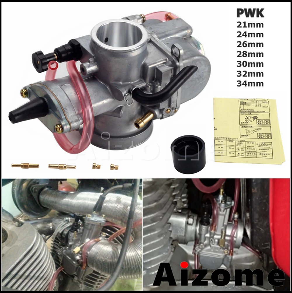 

Aluminum Universal Motorcycle PWK Carburetor PWK 21 24 26 28 30 32 34 mm Fits 50cc-350cc Engine Scooter Dirt Bike ATV Motorbike