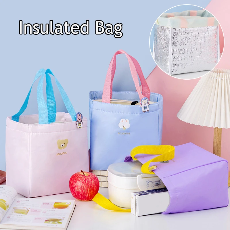 

Lunch Food Bags Polyester Fashion Durable Functional Women Student Office Worker Portable Insulation Handbag For Office Worker
