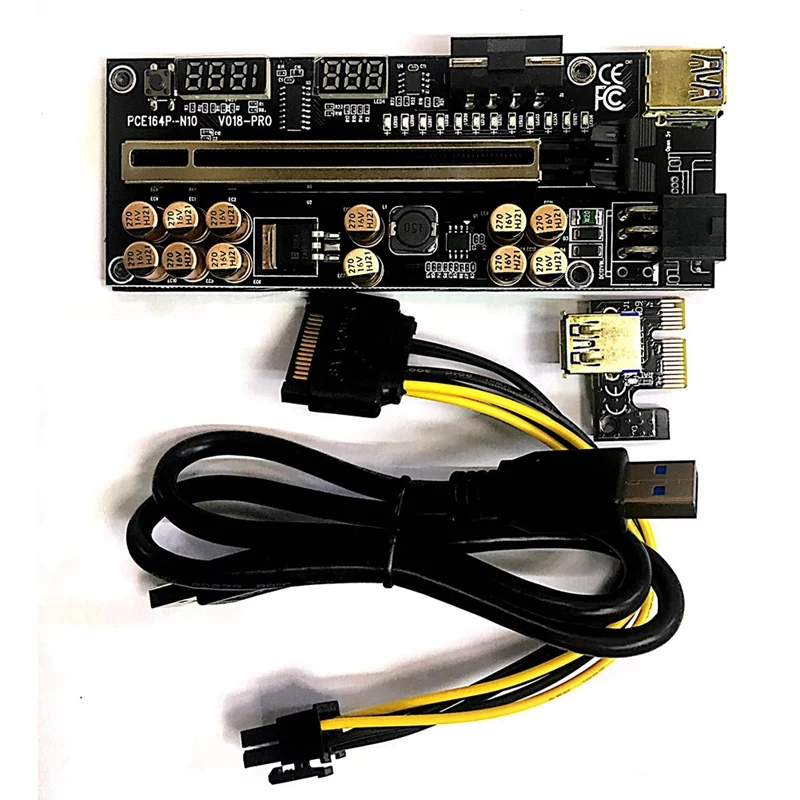 Фото Кабель USB 3.0 VER018 PRO PCI-E Riser Card 018 PLUS PCI Express 1X-16X, удлинитель PCIe-адаптера для майнинга BTC (черный)-DT30 №2