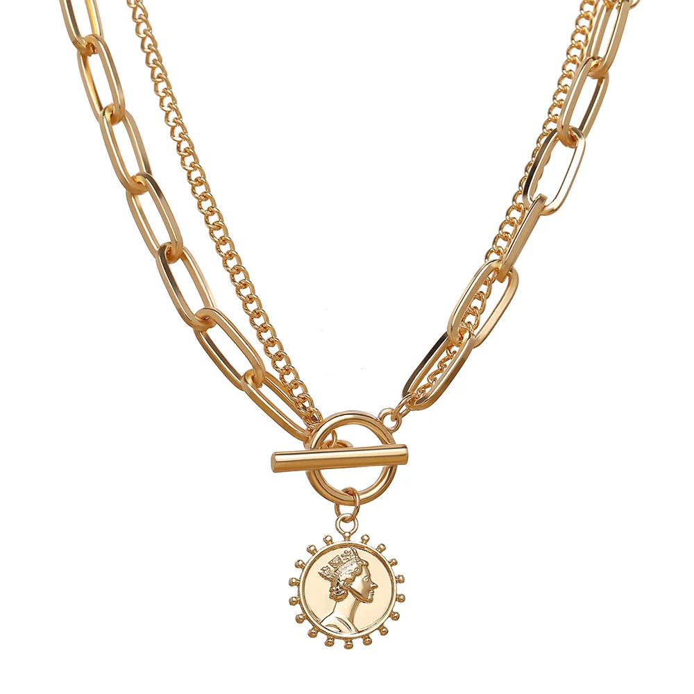 

Ожерелье Двухслойное в стиле ретро, крупная крутая цепь в стиле хип-хоп, аксессуары