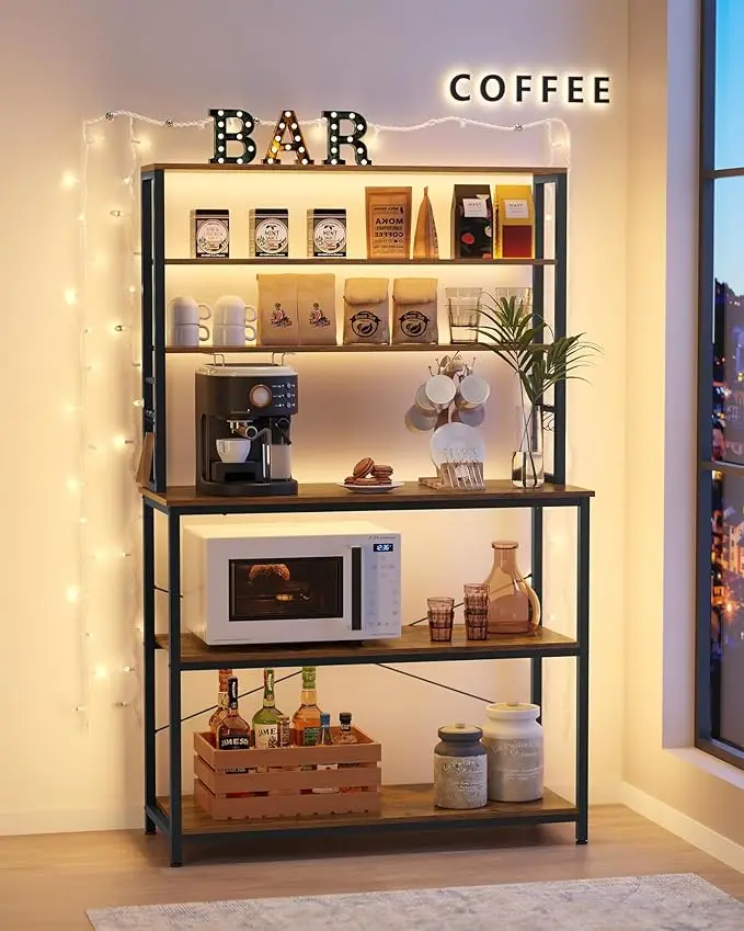 Кухонный стеллаж для хранения VASAGLE стойка кофе пекарни всего 6 полок и крючков