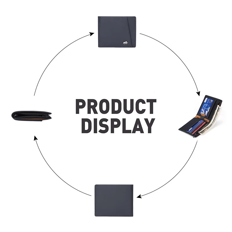 BISON DENIM Men's Leather Wallet Coin Pocket Bag Card Holder Photo Brand Luxury Cowhide Purse Business Men Gift Fashion Wallet