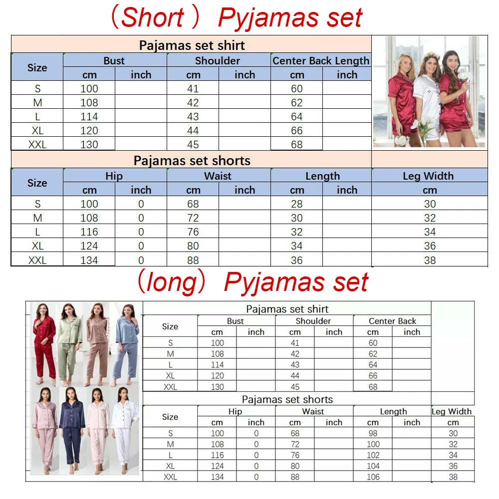 Womens Satin Pyjamas Set Silky Summer Lounge Wear Ladies Pajamas Long Short Sleeve Pyjamas Silk Pajamas Suit
