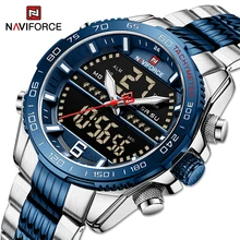 Luxury Brand NAVIFORCE Digital Sport Watch For Men Steel Band Waterproof Chronograph Alarm Clock Luminous Quartz Wrist watch Man