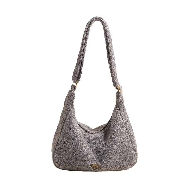 Корейская версия Ins модная шерстяная женская сумка осень-зима 2023 новая большая