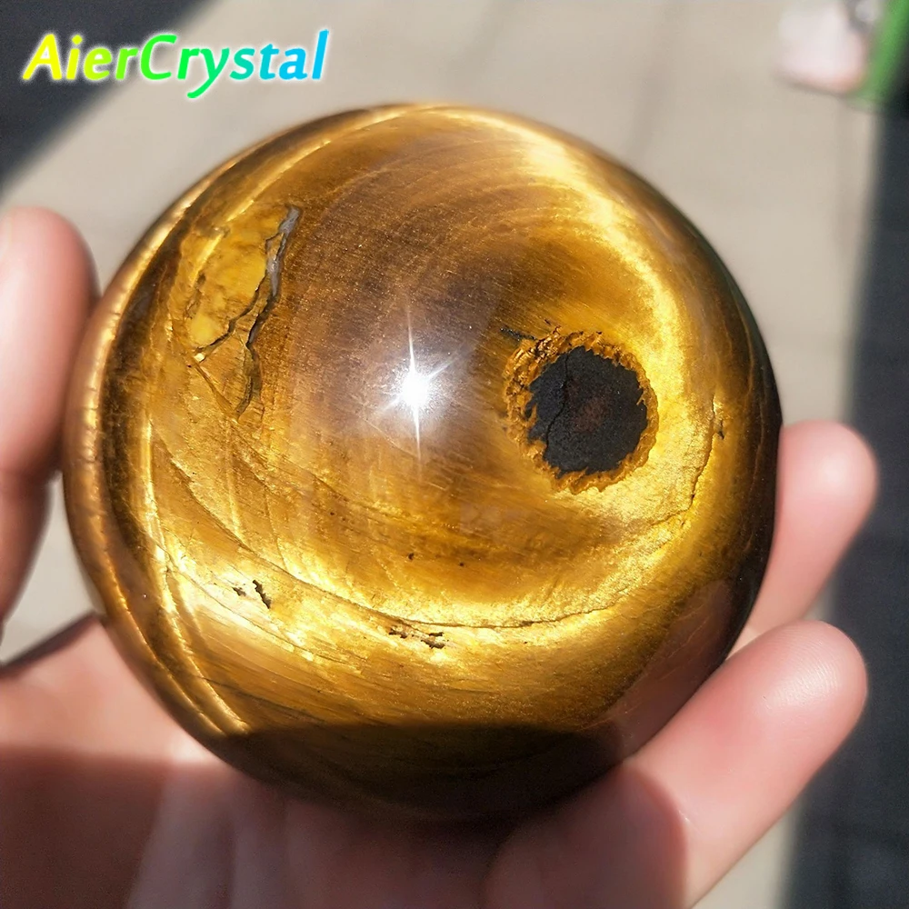 Natural Crystal Tiger Eye Ball Raw Stone Polished Ball Large and Small Yellow Tiger Eyeball Furniture In The Living Room
